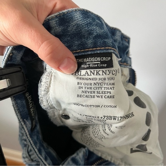 Blank NYC The Madison High Rise Crop Shark Bite Ankle Hem Mom Jeans Size 25 - Picture 10 of 15
